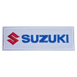 SUZUKI JAPANESE MOTORSPORTS RACING COMPANY WHITE LOGO IRON ON PATCH