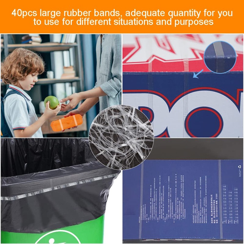 KBNIAN 40 Pcs Rubber Bands, Transparents Large Thick Rubber Bands
