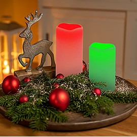 Enido Flameless Candles, Color Changing LED Candles Outdoor Candles Waterproof Candles(D: 3" x H: 4" 5" 6") Battery Operated Candles Plastic Pack of 9 Flameless Pillar Candles