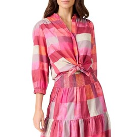 NIC+ZOE Women's Sunset Plaid Cotton Girlfriend Shirt, Pink Multi