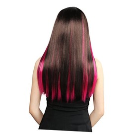 BIUDECO 10pcs colorful hair extensions pink hair extensions straight hair extensions clip colored hair extensions colored synthetic hairpieces party hair extensions Miss Can be ironed wig