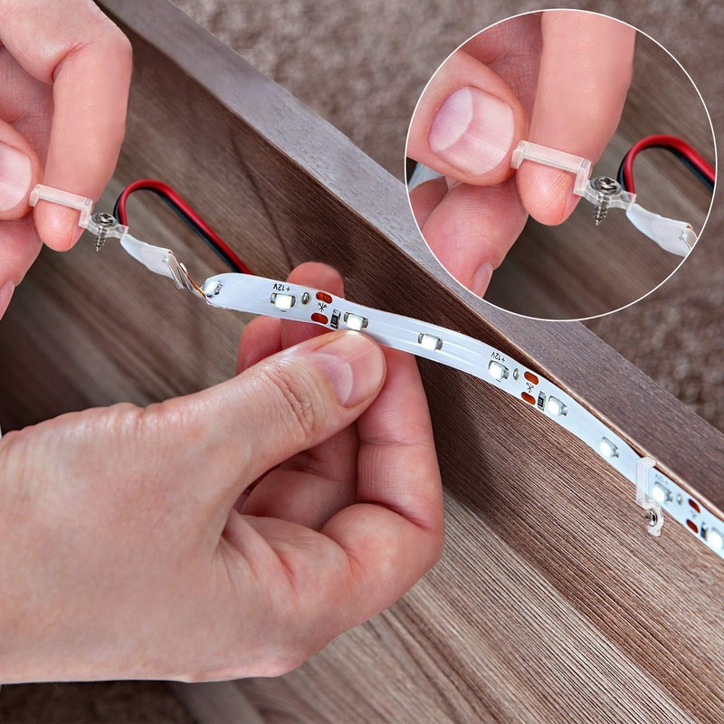 Mudder 200 Pieces LED Strip Light Clips Mounting Bracket Fixing,