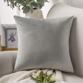 Phantoscope Decorative Soft Velvet Series Mist Grey Throw Pillow Case Cushion Cover 20" x 20" 50 x 50 cm