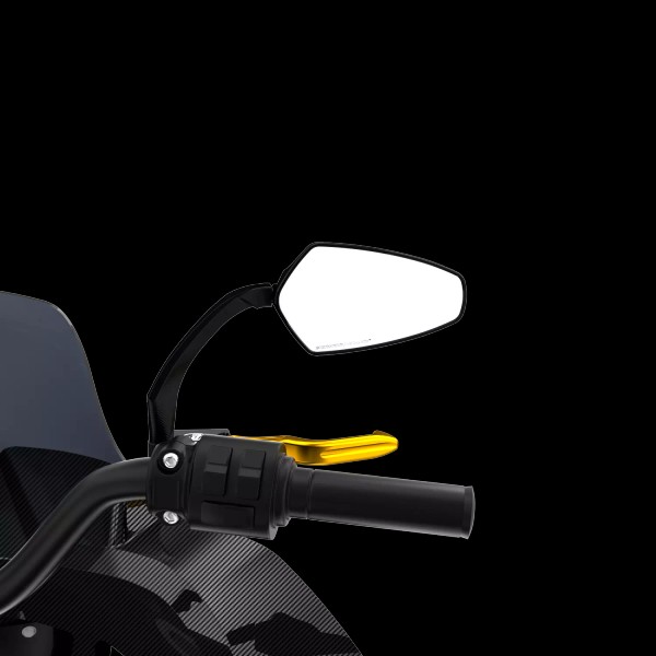 POWERJAMES Black Geometry Design Rear Mirrors for Harley Davidson Softail