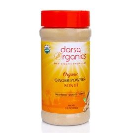Darsa Organics Raw Ginger Root Powder from India 3.5 oz | Food Grade PET Jar I Pure Ground Ginger Extract Spice | Aromatic Ginger | USDA Organic | Gluten FreeI Kosher certified | Non GMO | Great for Teas, Juices, Curries & Seasonings