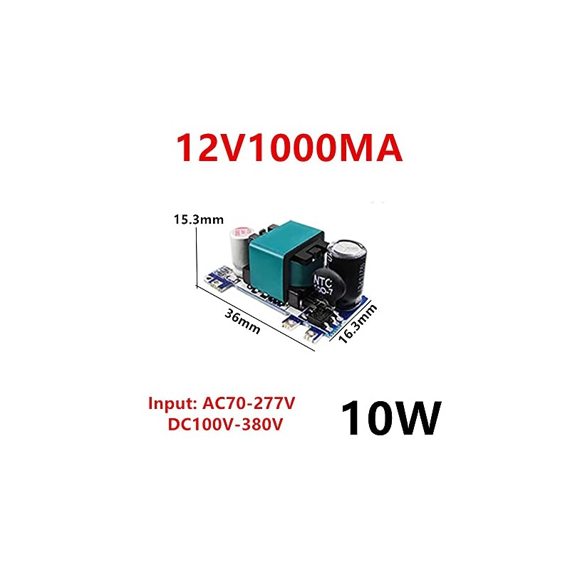 TECNOIOT Pack of 5 AC-DC 12 V 1000 mA 220