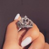 UKQBUNX 925 Sterling Silver Women's Crown Princess Queen Ring Slightly