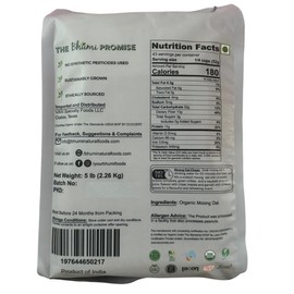 Bhumi USDA Organic Moong Dal 5 lbs - Yellow Split Mung Beans - Natural, Non-GMO, Certified USDA Organic, Bulk Bag