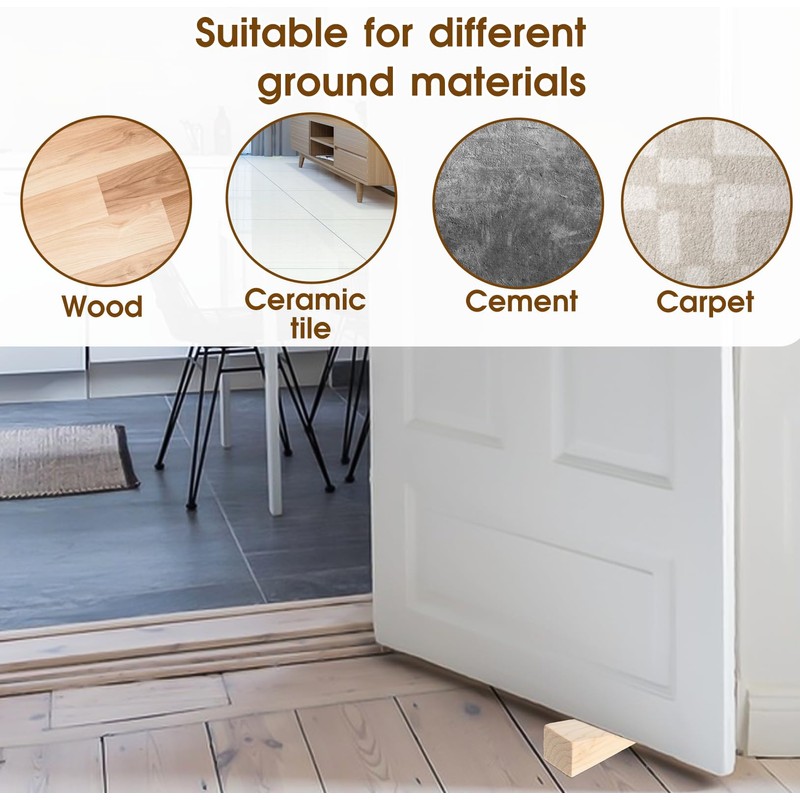 6 PCS Wood Wedge Door Wedge Stopper Wooden Shims Non