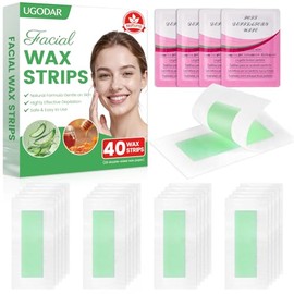 40 tiras de cera facial para mujeres, tiras de cera facial natural hipoalergénicas, depilación facial suave con 4 toallitas de aceite calmantes, tiras