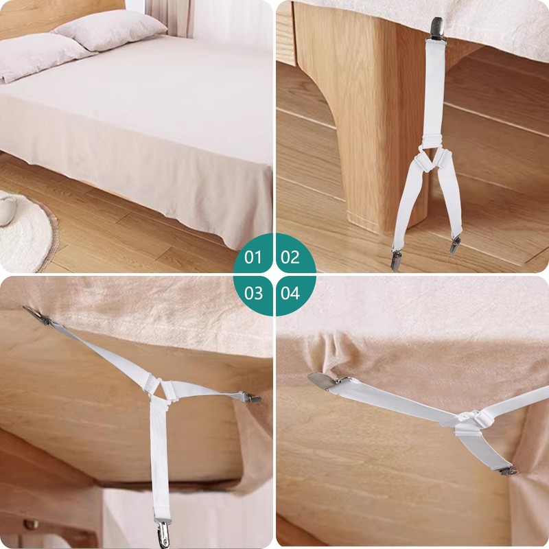 GeeRic Set of 8 Bed Sheet Clips, Anti-Slip Clips, Futon