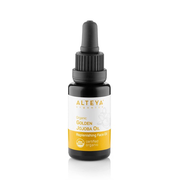 Alteya Organic Golden Jojoba Oil 20 ml - 100% USDA Organic Certified Pure Natural Carrier Oil - Hydrating and Conditioning Care for Skin, Hair and Scalp