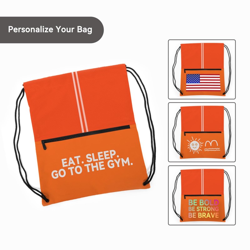 JOYNYON Mochila con cordón resistente al agua (naranja), Naranja, Large,