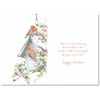 doodlecards Niece Christmas Card Two Robins in Snow Medium Size