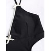 seamoly Lace Trim Bowknot Decor Monokini One-Piece Swimsuit,Black,XS