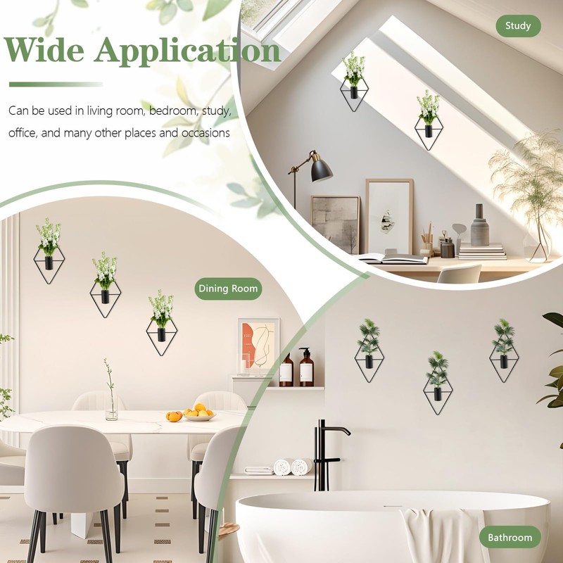 6Pcs Diamond Shape Hanging Wall Planters, Modern Geometric Wall Decor