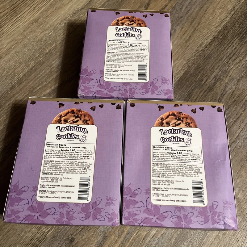 ChocZero 3 Boxes Lactation Cookies Chocolate Chip Exp 06/2026 Supports