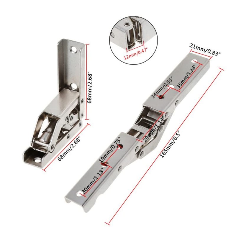 2 Pcs 90°Folding Shelf Hinges,Steel Hinges for Wood Soft Close