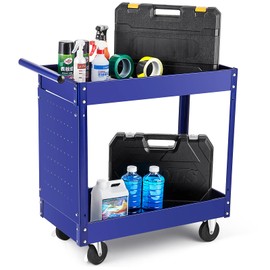 2 Tray Tool Cart, 400 LBS Capacity Rolling Tool Carts On Wheels, Heavy Duty Utility Cart with Pegboard, Mechanic Tool Storage Cart for Garage, Warehouse and Repair Shop