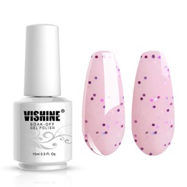 Vishine Gelpolish Professional Manicure Salon UV LED Soak Off Gel Nail Polish Varnish Color Glitter Pink(1352)