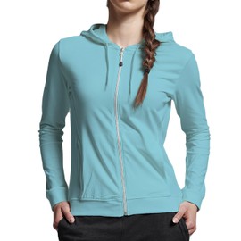 ATHL DPT. Women's Fashion Jogging Suit / Sports Suit / Set of Sweat Jacket with Hood and Cuffed Jogging Bottoms, Turquoise/Black Light, XXL