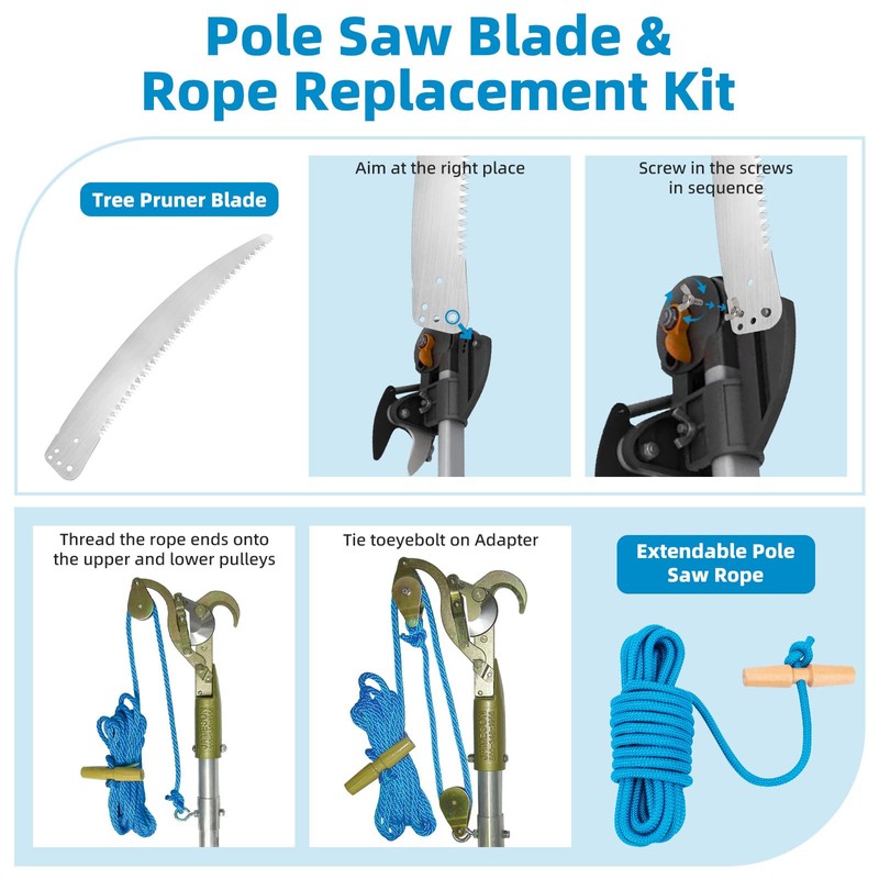 15 Inch Pole Saw Blade & 20 Ft Tree Pruner