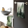 Nipil Mountain Forest Green Kitchen Towels Set of 2,Forest Bathroom
