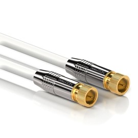deleyCON SAT Antenna Cable 2m (6.57 ft.) Coaxial Satellite Cable Gold-plated F-type connector straight Metal Connector UltraHD FullHD HDTV - White