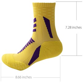 Dress Cici Athletic Cushion Quarter Socks for Men, Nylon Half Crew Training Socks, Basketball Running Hiking Socks (3 Pairs: Yellow), Asia Size One Size