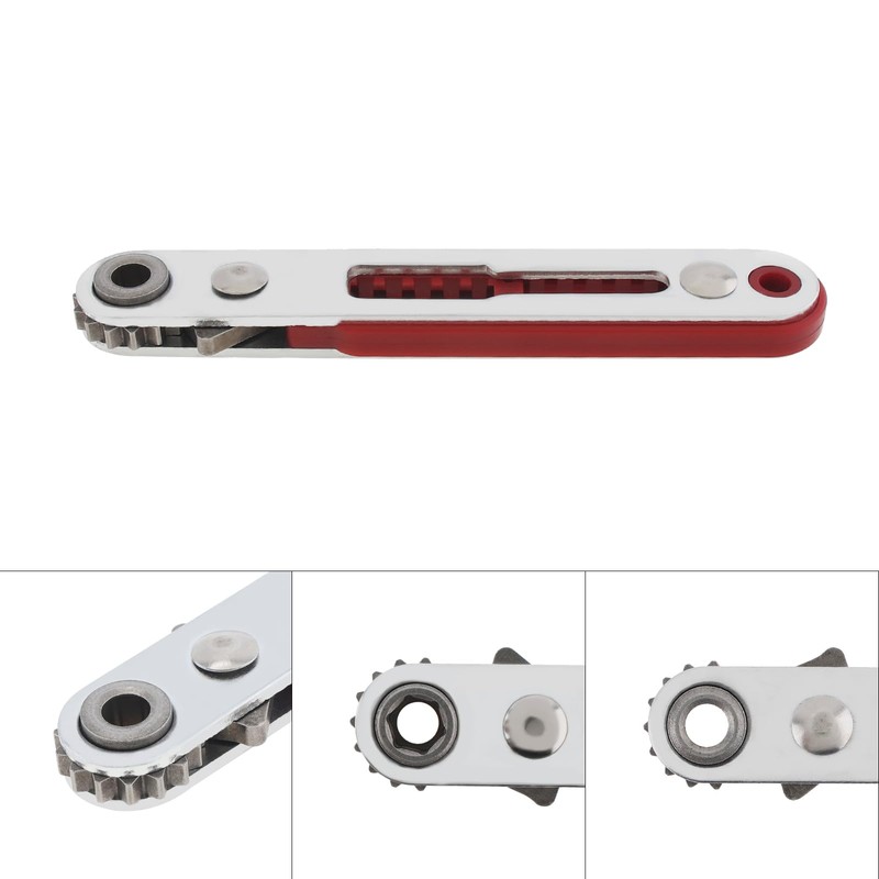 Omninmo 1/4 Inch Mini Flat Head Ratchet Wrench, Dual-Drive Head,