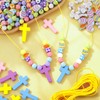 FULAIERGD 32 Sets Easter Wooden Cross Beads Necklace Craft Kits