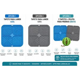 Genérico Tapete para Lamer Perros de Silicona, Plato para Perro de Alimentación Lenta, Accesorio para Perro con Diseño 4 en 1, Tapete Antiansiedad para Premios, Croquetas y Comida Húmeda, Azul