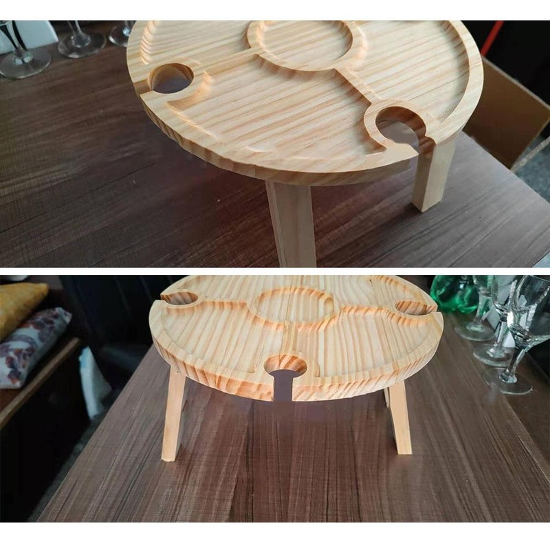 Portable Picnic Table Wooden Folding Table with Glass Stand Easy