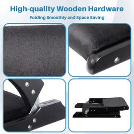 HollyHOME Foldable Tatami Chair, Upholstered Japanese Style Floor Seat, Wood Legless Back Rest With Cushion, Accent Meditation for Bay Window, Living Room, Bedroom, Black