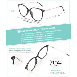 Gaoye Blue Light Blocking Glasses Women/Men, Fashion Round Cateye Frame UV Ray Filter Computer Gaming Glasses - GY1696 (Black+Pink)