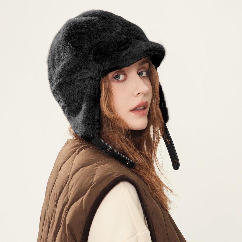 Croogo Pilot Cap with Earmuffs, Cold Protection, Mid-Winter, Russian Hat,