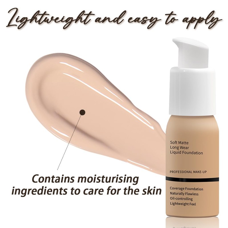 Face Foundation, Full Coverage Foundation, Liquid Foundation Soft Matte, Lightweight