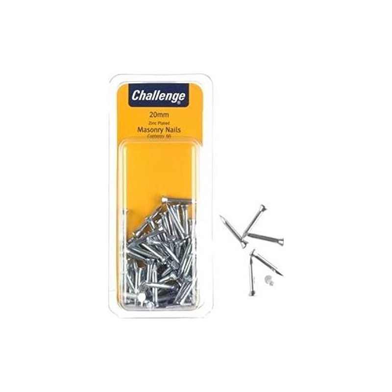 Chall Zinc Plated Masonry Nails 20mm Clam Pk 60pk -