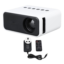 Mini Projector Multifunction HD 1080P WiFi Wireless Wired Screen Projection Remote Control USB Portable Home Theater Projector 100‑240V White UK Plug