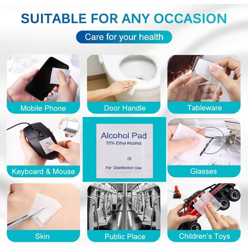Disposable Alcohol Cotton Tablet, Outdoor Travel Wipes Individually Packed (100Pcs)