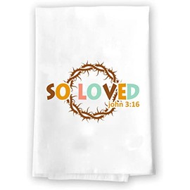 Decorative Kitchen and Bath Hand Towel Retro Style | Religious Christian Easter Flowers Orange Pink Green | Spring Summer Garden Themed | Home Decor Decorations | House Gift Present