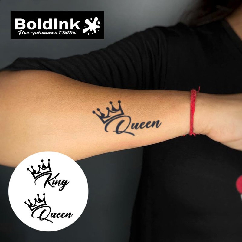King and Queen Semi Permanent Tattoos Realistic Fake Tattoo Waterproof