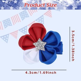 4th of July Hair Clips for Girls Red White and Blue Accessories Fourth of July Accessories Flower Hair Clips Star Hairpins Patriotic Cute Barrettes for Styling Party Supplies Decorations