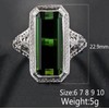 HengSun 925 Sterling Silver Ring with Simulation Emerald Openwork Arabesque