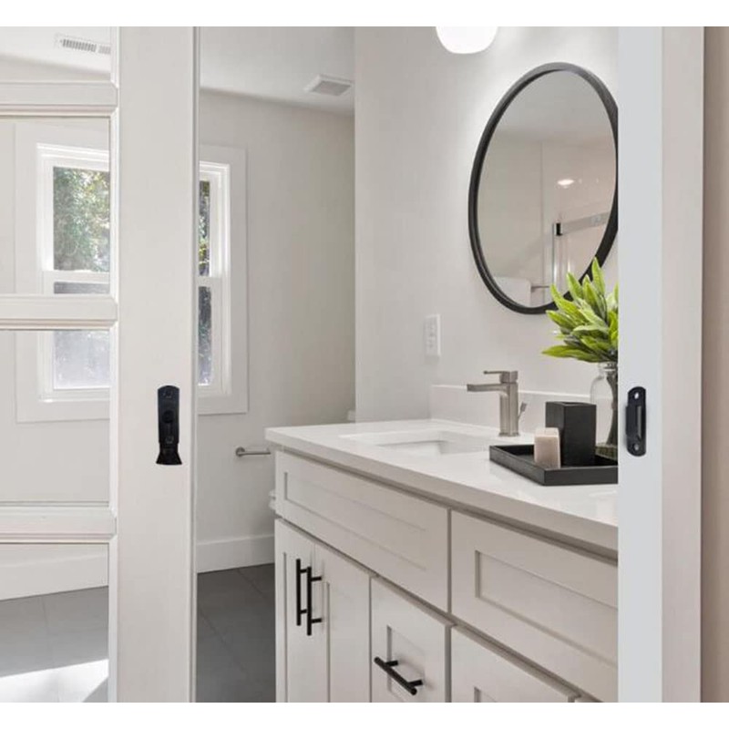 KAFENDA Barn Door Bathroom Lock Flip Pocket Door Lock Screen