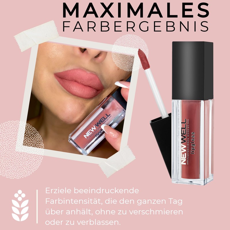 NEW WELL Matte Lip Gloss Liquid Lipstick 24 Hours Hold,