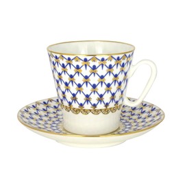 Lomonosov Imperial Porcelain Cup and Saucer Set Collection (Spring Red Cockerels)