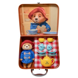 Rainbow Designs Paddington's Toy Tea Set - 9-Piece Children's Tea Set with Teapot, Cups, Saucers & Sugar Pot - Features Cuddling Soft Toy, Reusable Suitcase & Sticker Sheet