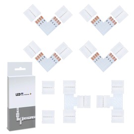 LED Corner Connector, L-Shape and T-Shape LED Strip Quick Connector, 10 mm 4-Pin RGB 5050 LED Strip Connector Corner, Light Strip Connector