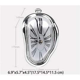 Verve Jelly Decorative Dali Watch Melting Clock Surreal Melting Wall Clock Distorted Table Clock, Melted Clock for Office Shelf Desk, Silver